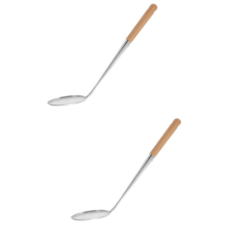 2pcs Kitchen Non-stick Oil Spoon Wood Handle Spoon Tool for Frying Snack Frying Spoon - Image 1
