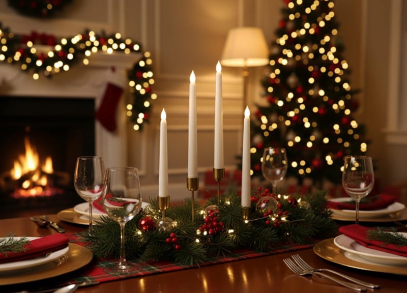 Rhytsing Ivory 10.8" Flameless Taper Candles with Timer, Battery Operated Dinner Long Candles with Remote, Smooth Wax Finish, Warm White LED, 8 Batteries Included - Set of 4 - Image 5