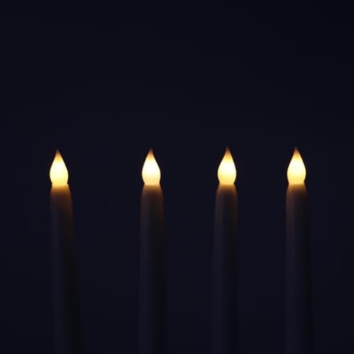 Rhytsing Ivory 10.8" Flameless Taper Candles with Timer, Battery Operated Dinner Long Candles with Remote, Smooth Wax Finish, Warm White LED, 8 Batteries Included - Set of 4 - Image 2