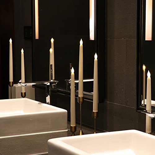 Rhytsing Ivory 10.8" Flameless Taper Candles with Timer, Battery Operated Dinner Long Candles with Remote, Smooth Wax Finish, Warm White LED, 8 Batteries Included - Set of 4 - Image 3