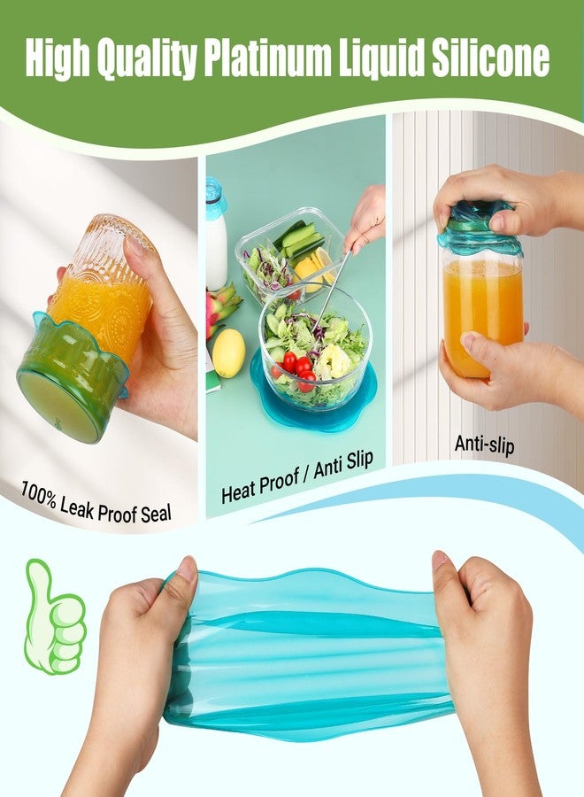 Rottogoon Silicone Stretch Lids for Food Storage in Fridge, Reusable Elastic Bowl Covers for Cup, Cans, Jars, Round & Rectangle Container, Food Grade Silicone Microwave Food Cover, Heat-Resistant, Blue, 6PCS - Image 5