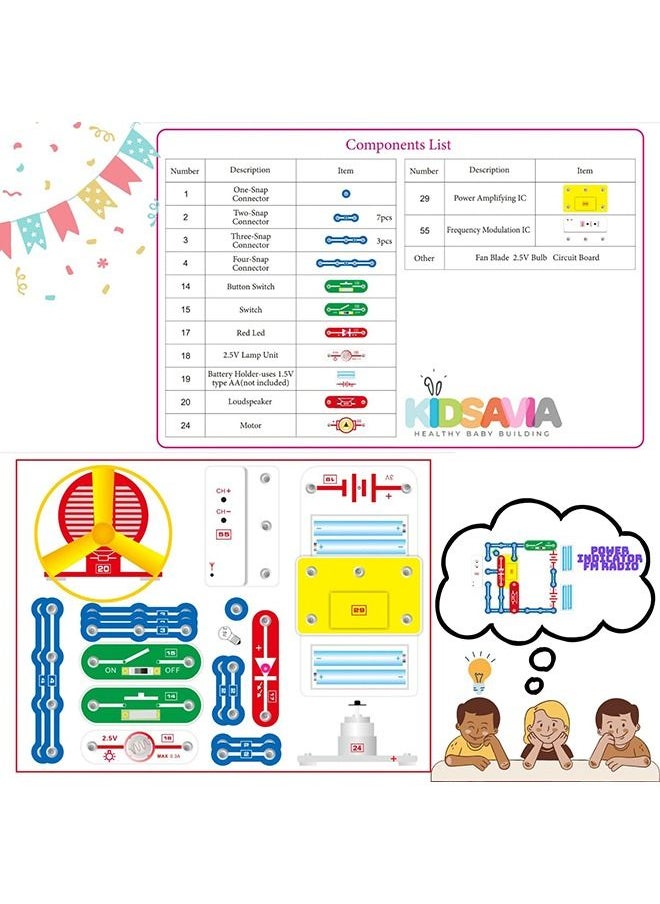 KIDSAVIA - KIDSAVIA® - STEM DIY Science Experiment Snap Circuits Electronics Exploration Kit 34 Plus Experiments STEM Educational Building Project for Kids Boys & Girls - Image 1