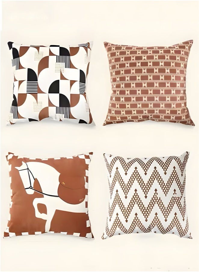 أغطية وسادة مجموعة من 4 ، رمي غطاء وسادة ، ميلارد نمط الأريكة وسادة القضية 45 سم × 45 سم ، لغرفة المعيشة أريكة سيارة الأريكة السرير وسادات 18 × 18 بوصة (نمط مزدوج الوجهين - Image 1