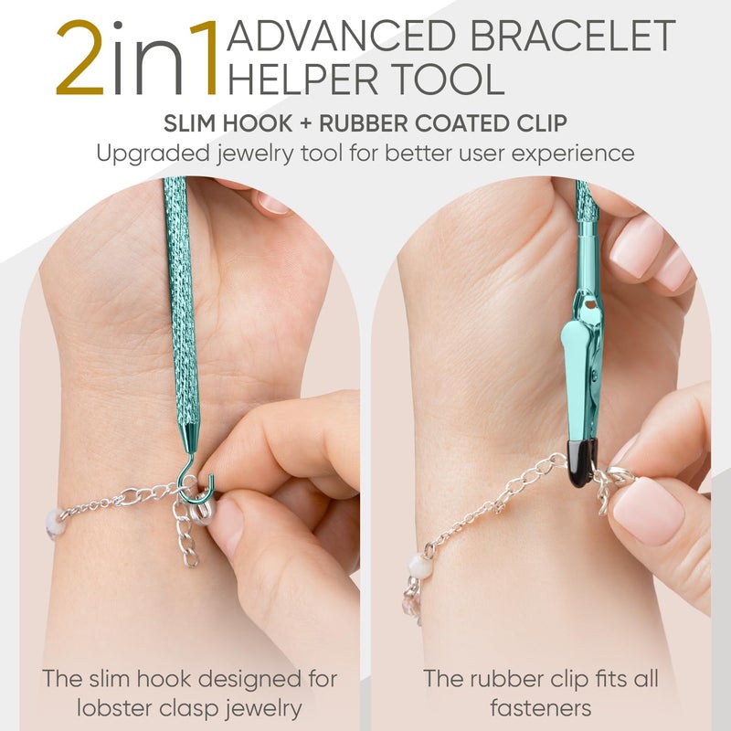 Mission Gallery Bracelet Helper Tool with Hook - Fastener Helper Tool for Bracelet, Necklace, Jewelry, Watch - Clip, Clasp Helper - Portable, Easy-to-Use, Made of Metal - Teal - Image 3