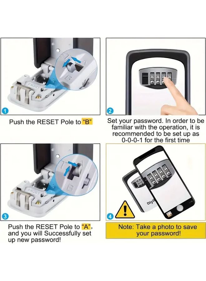 Key Lock Box Heavy Duty Stainless Steel Combination Lock Weatherproof Anti Theft - Image 5