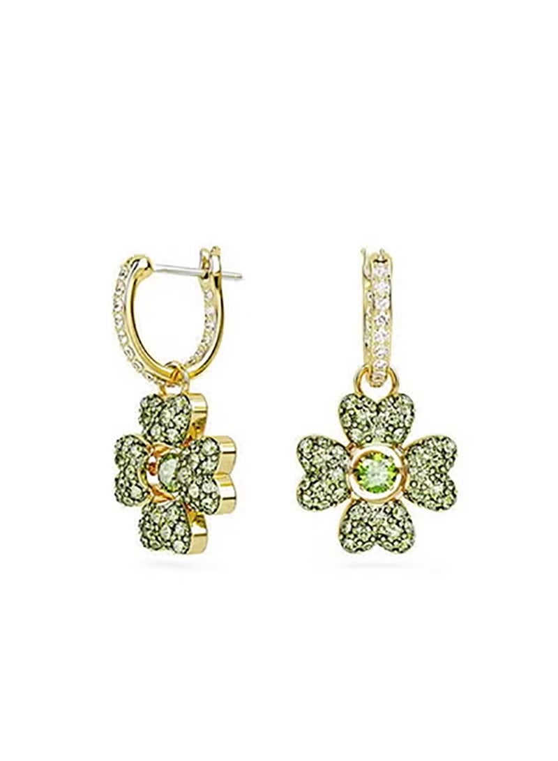 سوان Shining Green Diamond Flower Earrings - Exquisite Small Flower - Shaped Earrings - Image 2