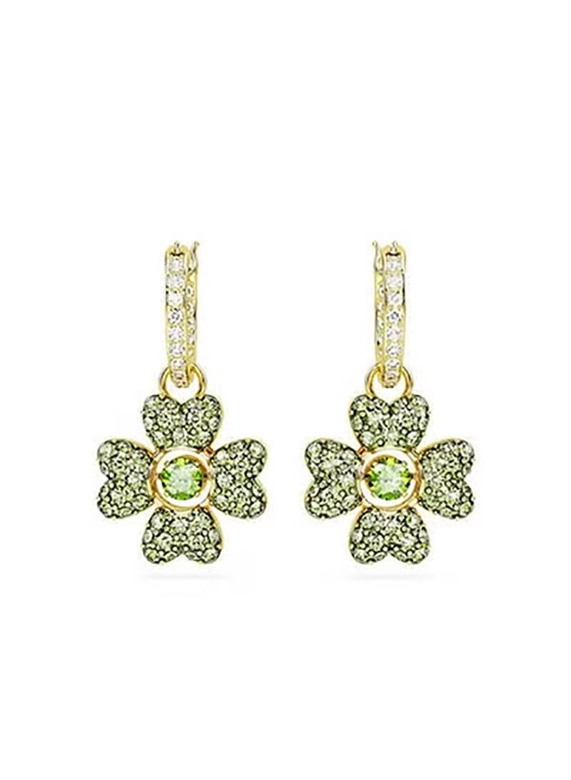 سوان Shining Green Diamond Flower Earrings - Exquisite Small Flower - Shaped Earrings - Image 1
