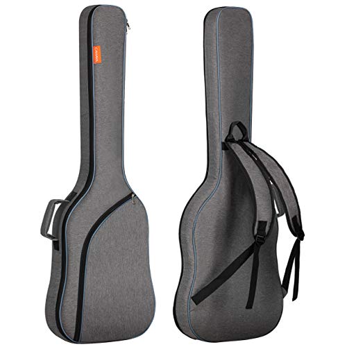 CAHAYA Bass Guitar Bag Gig Bag Backpack Padded Soft Electric Bass Case 0.3in Padding, Grey CY0202 - Image 1