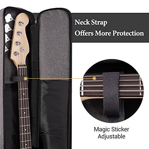 CAHAYA Bass Guitar Bag Gig Bag Backpack Padded Soft Electric Bass Case 0.3in Padding, Grey CY0202 - Image 3