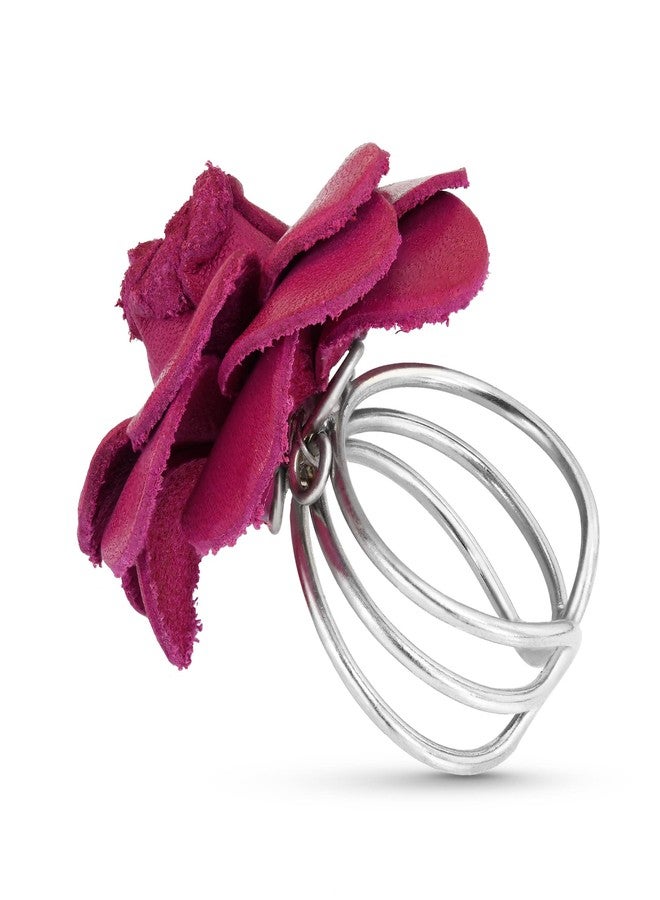 ايرافيدا خاتم إيرافيدا سويت فوشيا غرانديفلورا من الجلد الطبيعي قابل للتعديل بمقاس حر | مجوهرات زهرية فريدة مصنوعة يدوياً للنساء - Image 3