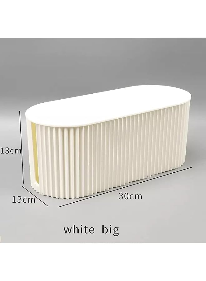 PROMASS Cable Management Box, Dustproof Large Cord Organizer Box with lid,under desk cable hider(White) - Image 3