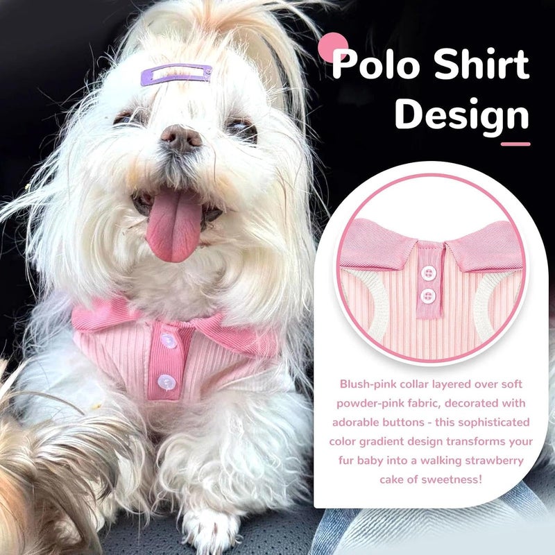 KASTWAVE Budget global standard quality Dog Tshirts for Small Dogs Pink Polo Shirt Stretchy Dog T Shirt Breathable Pet Cooling Vest Sweatshirts Girl Boy Puppy Dachshund French Bulldog Frenchie Chihuahua Pet Clothes (Pink - M) Multi-use upgraded craftsmanship - Image 2