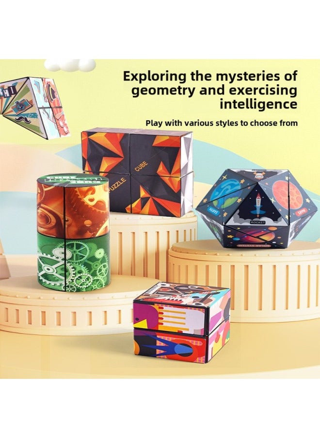Generic - Varied Rubik's Cube Infinite 3D Three-dimensional Geometry Children's Educational Toys Explosion Decompression Artifact Magnetic Deformation-Color:Single Pack - Rubik's Cube With Unlimited Texture - Image 1