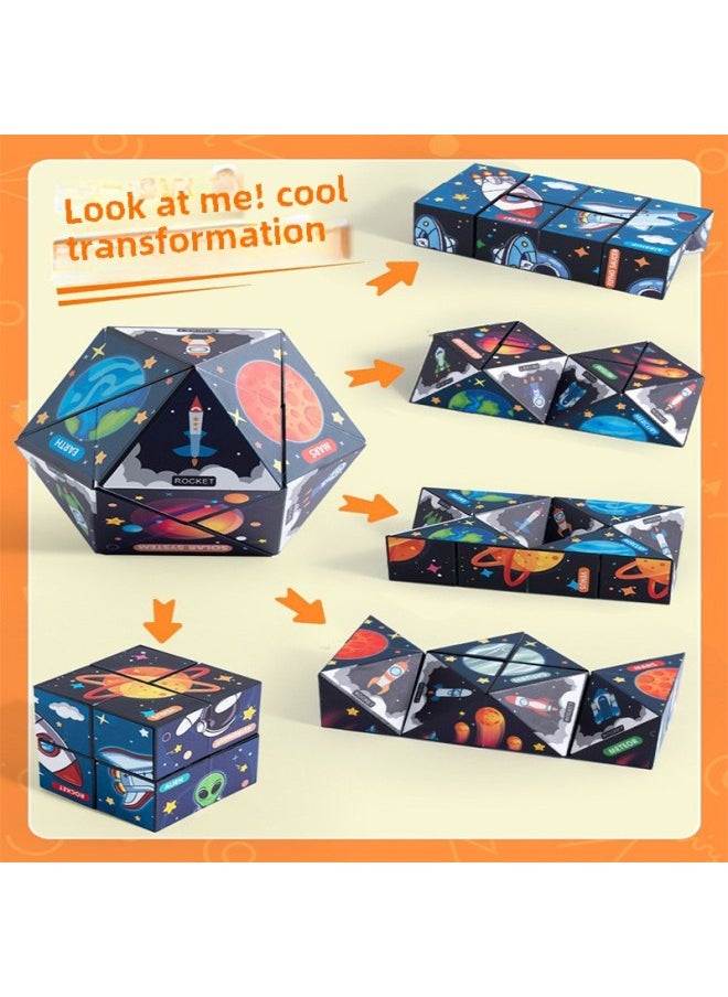 Generic - Varied Rubik's Cube Infinite 3D Three-dimensional Geometry Children's Educational Toys Explosion Decompression Artifact Magnetic Deformation-Color:Single Pack - Rubik's Cube With Unlimited Texture - Image 1
