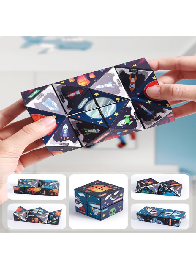 Generic - Varied Rubik's Cube Infinite 3D Three-dimensional Geometry Children's Educational Toys Explosion Decompression Artifact Magnetic Deformation-Color:Single Pack - Rubik's Cube With Unlimited Texture - Image 1