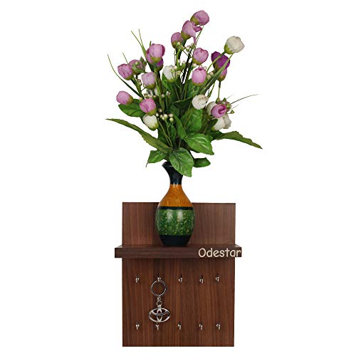Odestar Large Floor Standing Key Holder-Wenge Hanging Shelves (Brown), Wood - Image 3