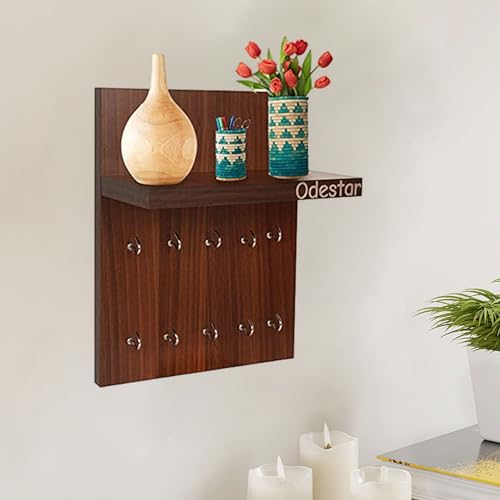 Odestar Large Floor Standing Key Holder-Wenge Hanging Shelves (Brown), Wood - Image 1