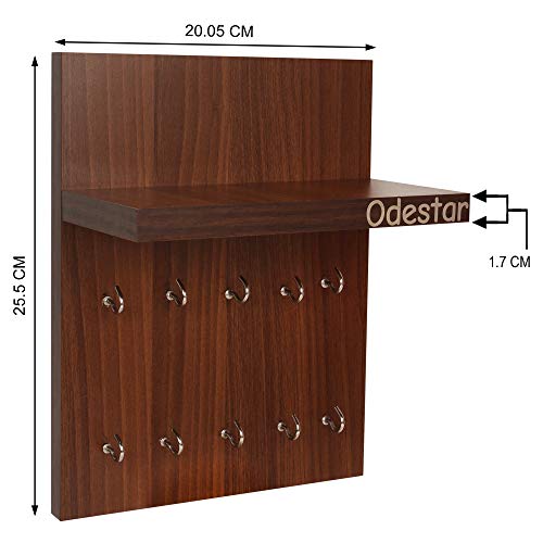 Odestar Large Floor Standing Key Holder-Wenge Hanging Shelves (Brown), Wood - Image 5
