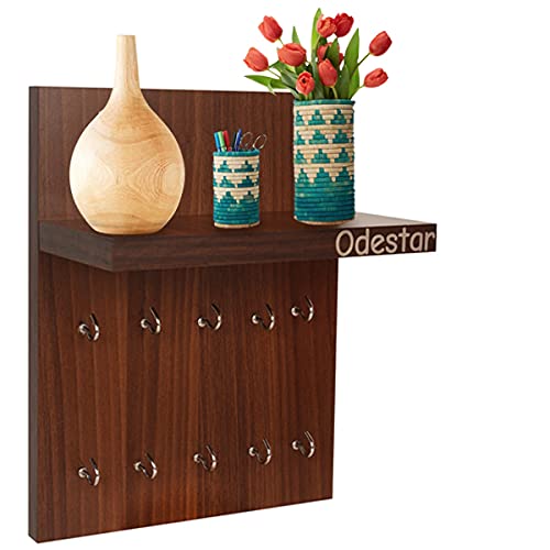 Odestar Large Floor Standing Key Holder-Wenge Hanging Shelves (Brown), Wood - Image 2