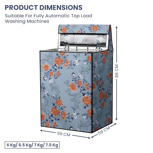 Robustt Top Load Fully Automatic Washing Machine Cover for 6 kg, 6.5 kg, 7kg & 7.5 kg (Printed) | Waterproof & Dustproof Polyester Fabric with Zipper | Protection Cover | 59 x 59 x 86 cm - Image 2