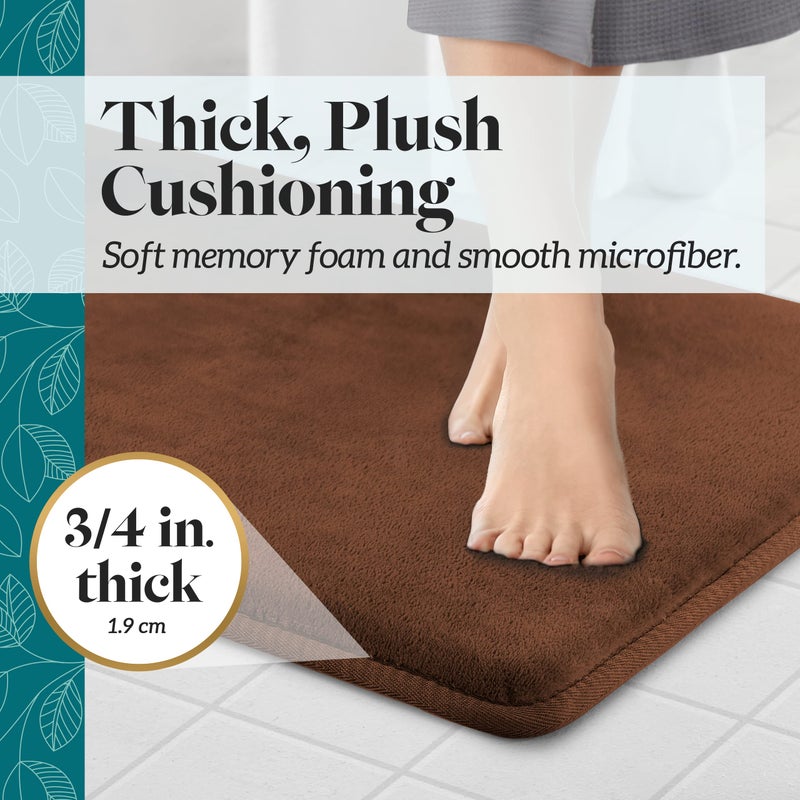 Genteele Memory Foam Bath Mat Non Slip Absorbent Super Cozy Velvet Bathroom Rug Carpet (17 inches X 24 inches, Brown) - Image 5