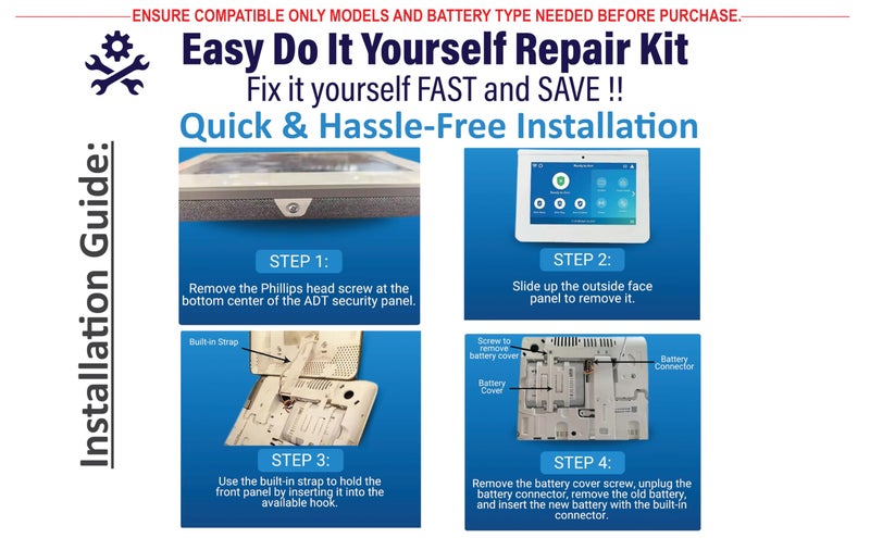 WirelessFinest Battery Replacement for ADT Command Smart Security Panel ADT5AIO-1 ADT5AIO-2 ADT5AIO-3 ADT7AIO-1, Honeywell ADT 2X16 AIO Home Security System Keypad ADT2X16AIO-1 ADT2X16AIO-2 Battery 300-10186 - Image 3