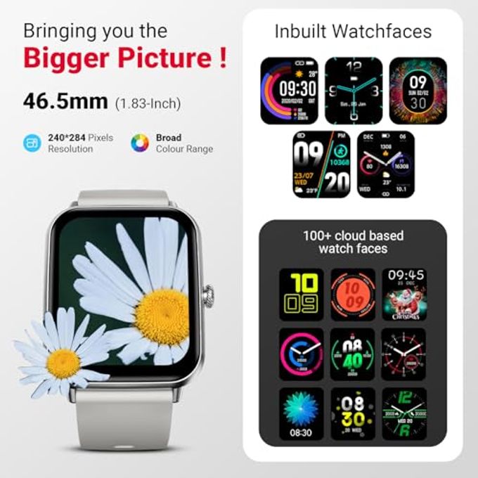 Fire-Boltt Ninja Call Pro Plus 46.48Mm (1.83 Inch) Smart Watch With Bluetooth Calling, Ai Voice Assistance, 120 Sports Modes Ip67 Rating, 240 * 280 Pixel High Resolution (Grey) - Image 2