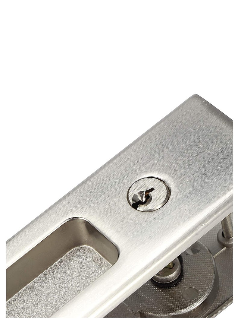 Zikra Privacy Pocket Door Lock Hardware with Key Recessed Sliding Door Mortise Lock, Double Barn Door Lock Invisible Furniture Hardware for 38mm 55mm Thickness Door - Image 3