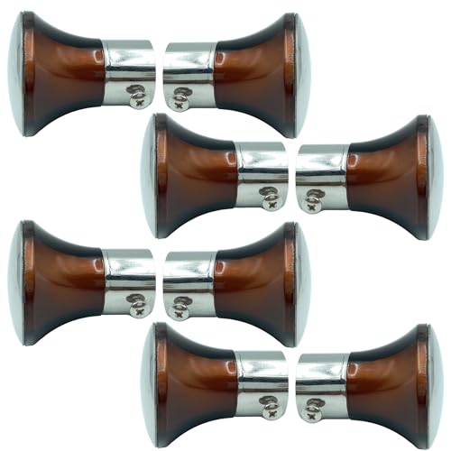 JKC SS Wooden Finish Curtain Brackets, Curtain Knobs Set, Curtain Rod End Cap (Brackets - 8 Pcs) - Image 1