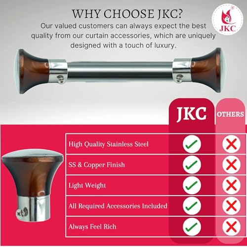 JKC SS Wooden Finish Curtain Brackets, Curtain Knobs Set, Curtain Rod End Cap (Brackets - 8 Pcs) - Image 4
