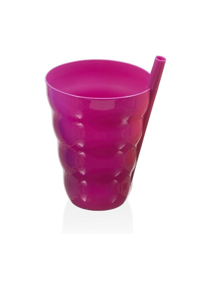 Snips Pink Plastic Cup with Built-In Straw – Reusable Tumbler