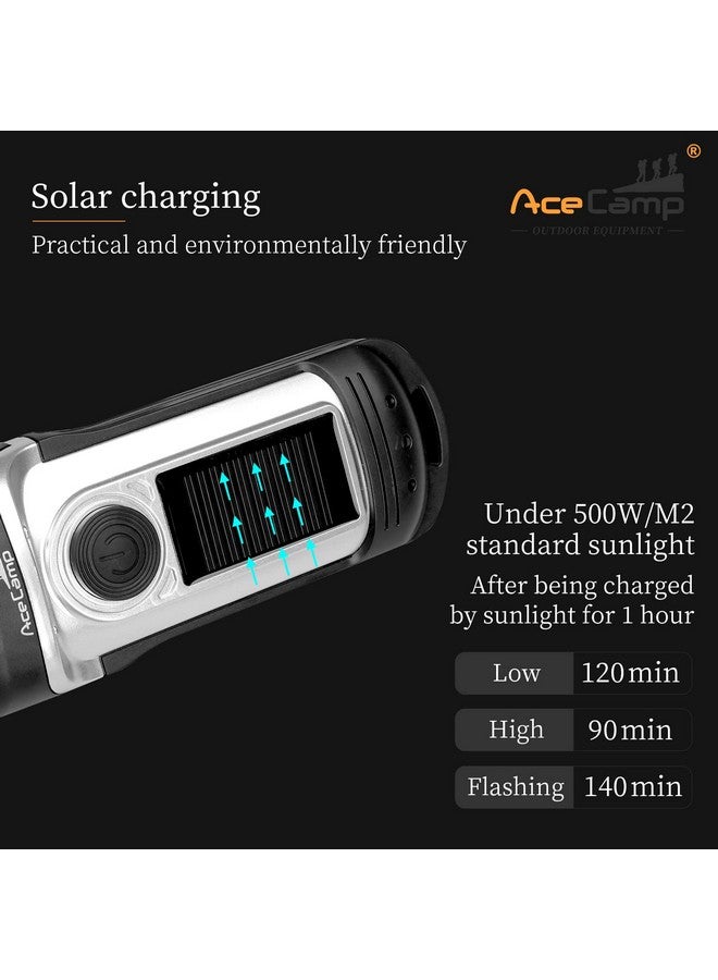 AceCamp Flashlight Hand Crank Solar Powered, IPX6 Emergency Flashlight, Outdoor Rescue, Camping, Hiking - Image 3