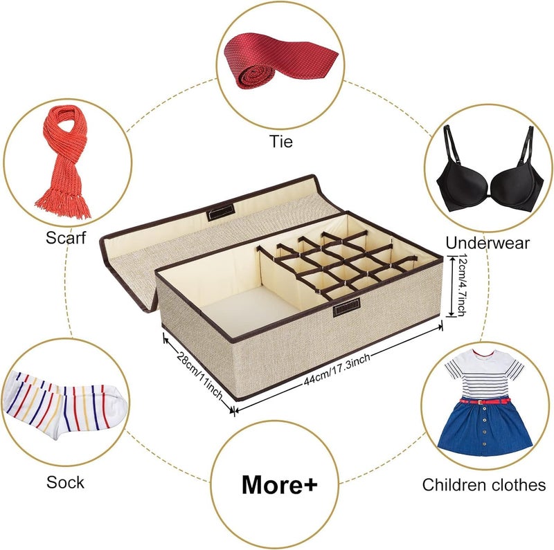 PRAMANTA Underwear Innerwear Socks Organizer Collapsible Dresser Drawer Cupboard Closet Sorting Divider Bins for WardrobeCabinetCloset 1Pcs Plain Dark Beige - Image 2