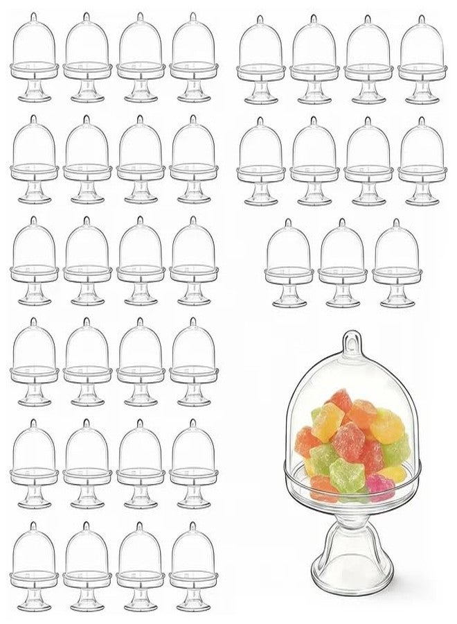 Aulufft 36 Pcs Mini Cake Plate with Dome Cover, Clear Plastic Cupcake Stand Dome Cover, Candy Cake Stand with Lid Clear Small Cake Display Stand for Chocolate, Dessert, Party Wedding Birthday - Image 1