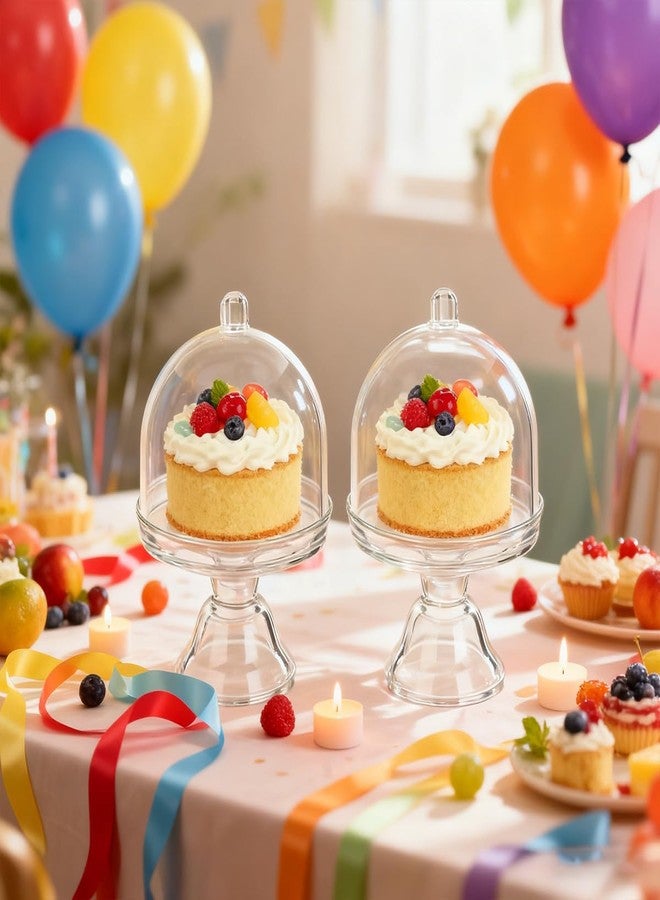 Aulufft 36 Pcs Mini Cake Plate with Dome Cover, Clear Plastic Cupcake Stand Dome Cover, Candy Cake Stand with Lid Clear Small Cake Display Stand for Chocolate, Dessert, Party Wedding Birthday - Image 5