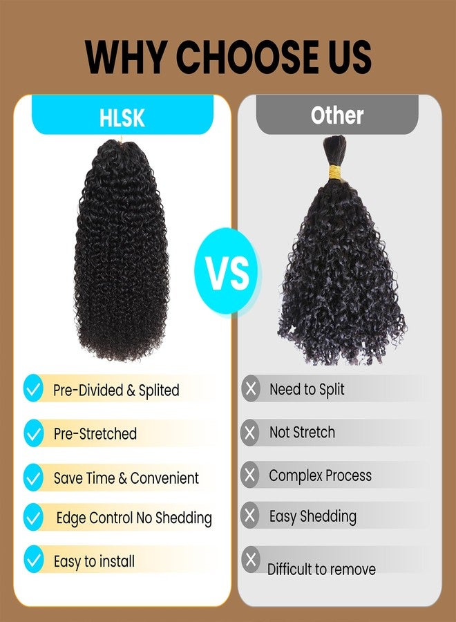HLSK Kinky Curly Crochet Human Hair Knotless Pre-Separated Feather Human Crochet Hair Lightweight Reusable Remy Hair Extensions for Women Natural Black Color (Natural Black, 16 Inch(70g)) - Image 5