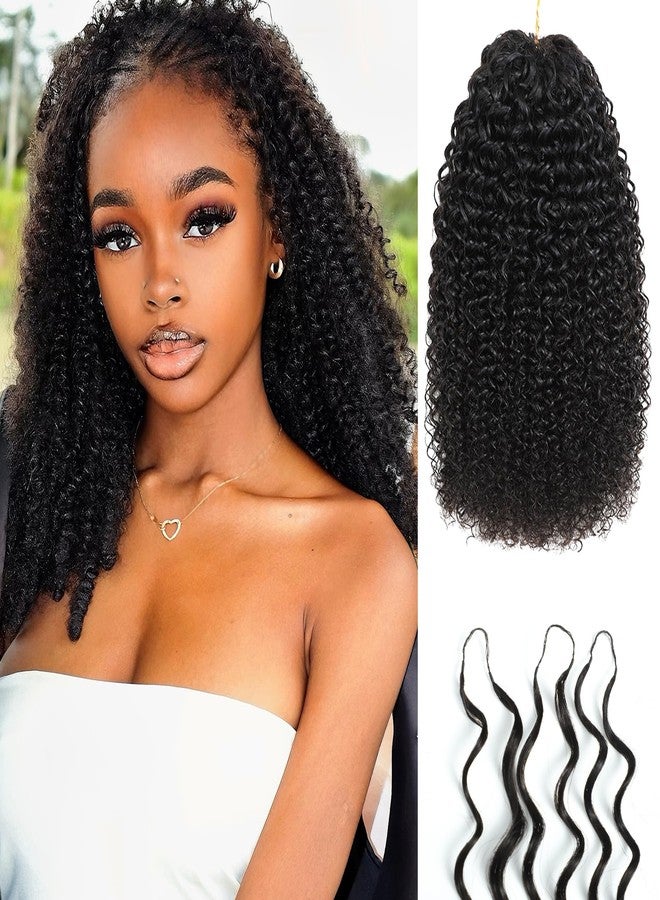 HLSK Kinky Curly Crochet Human Hair Knotless Pre-Separated Feather Human Crochet Hair Lightweight Reusable Remy Hair Extensions for Women Natural Black Color (Natural Black, 16 Inch(70g)) - Image 1