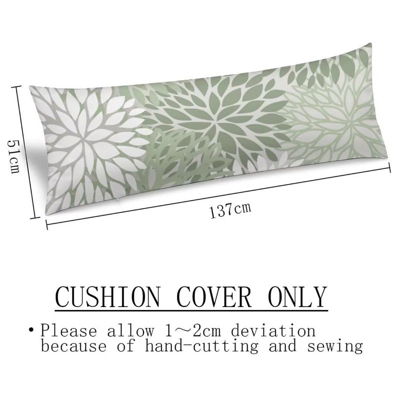 AELMARNEE Sage Green Body Pillow Cover Spring Floral Long Pillow Case with Zipper Decorative Soft Bedding Pillowcase Farmhouse Dahlia Pillow Covers Modern Flower Cushion Pillow Case for Bedroom,Couch,20"x54" - Image 3