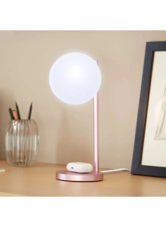 LEXON LIGHT PINK Bubble Desk Lamp With Built In Wireless Charger + 7 Lighting Colors And Touch Control  | Best Price UAE