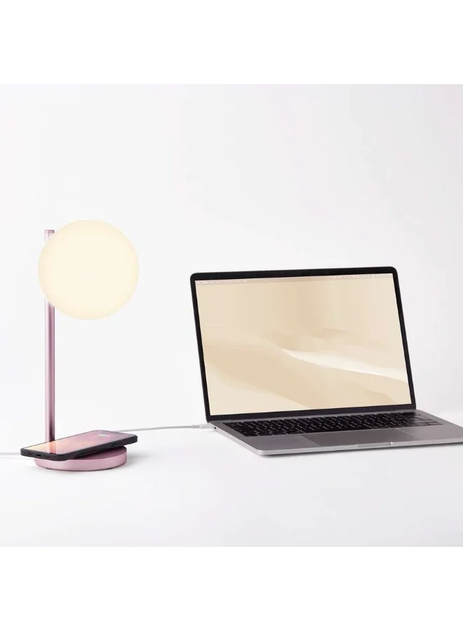 LEXON LIGHT PINK Bubble Desk Lamp With Built In Wireless Charger + 7 Lighting Colors And Touch Control  | Best Price UAE