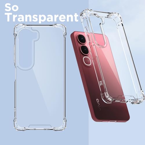 Pikkme Back Cover for Vivo Y31 5G PC + TPU Clear Transparent Raised Edges Shockproof Protective Phone Bumper Case (Transparent) - Image 2