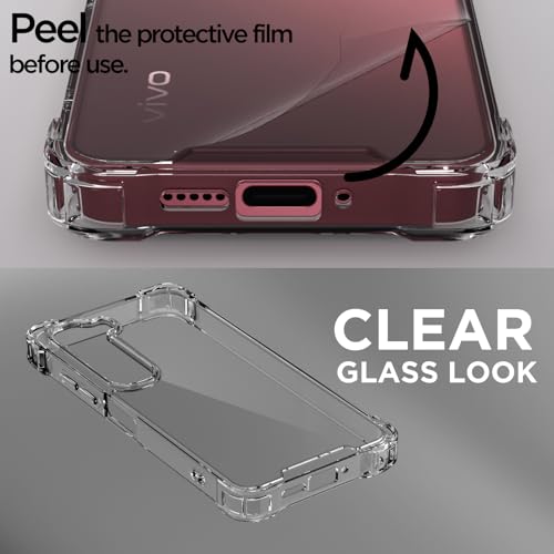 Pikkme Back Cover for Vivo Y31 5G PC + TPU Clear Transparent Raised Edges Shockproof Protective Phone Bumper Case (Transparent) - Image 3