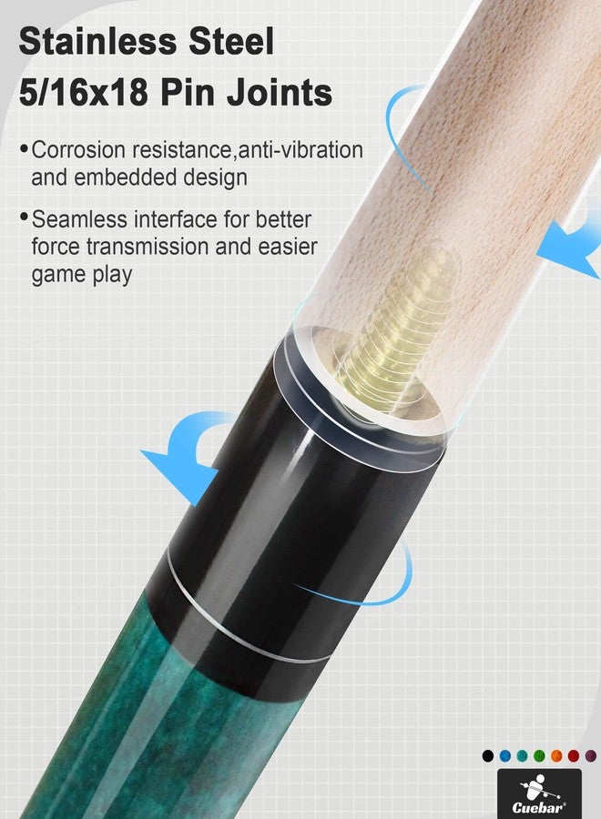 CUEBAR Pool Cues Set of 2, 58" 2-Piece Pool Sticks for Adults, 3D Grip House Bar Billiard Cue Sticks with 13mm Tip for Men Women - Teal + Red - Image 4