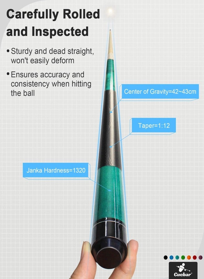 CUEBAR Pool Cues Set of 2, 58" 2-Piece Pool Sticks for Adults, 3D Grip House Bar Billiard Cue Sticks with 13mm Tip for Men Women - Teal + Red - Image 3