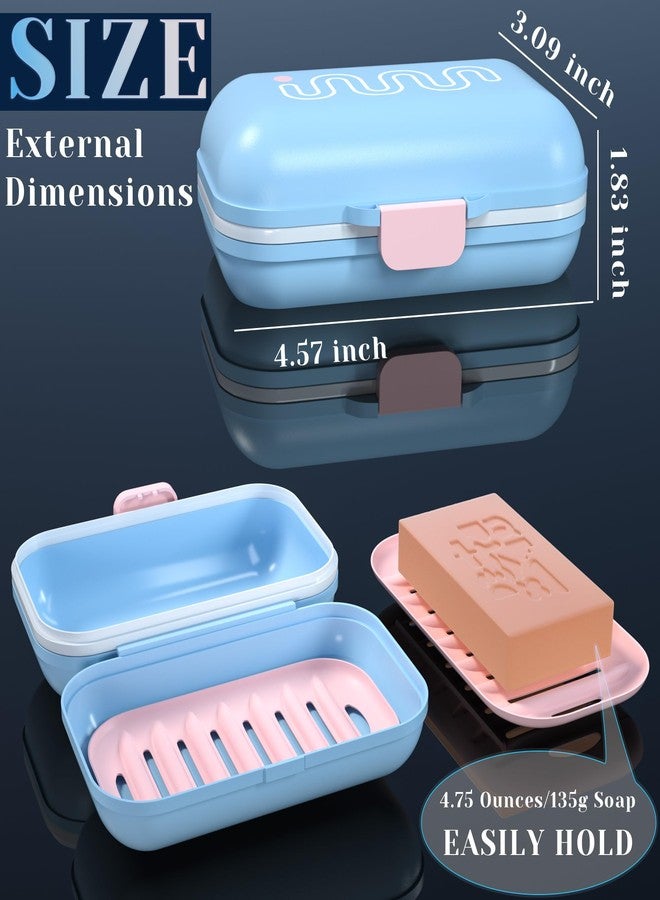 CRKIOB Leakproof Travel Soap Case Container with Silicone Seal & Drain Tray | Airtight Bar Soap Holder for Gym, Shower, Travel Essentials | Durable PP Soap Dish | Fits Most Soap Bars (Blue) - Image 2