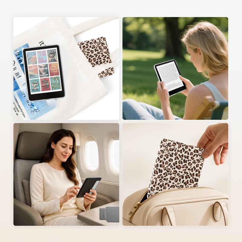 SESENSE Detachable Magnetic Case for 7'' Kindle Paperwhite 12th Gen 2024 and Kindle Colorsoft Signature Edition, Slim PU Shell Cover Case with Auto Wake/Sleep, Leopard - Image 5