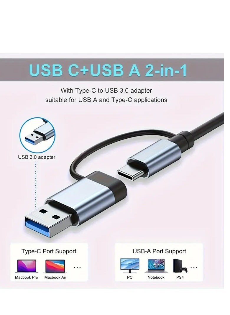 PAMEER USB Hub USB C Hub 8-in-1 USB Hub with Audio Jack, USB Flash Drive 8-in-1 USB Extender with 4 USB Ports 1 USB C Port TF/SD Card Reader Audio Output Compatible with Book/Pad Pro/Dell/HP Laptops/Phones  - Image 3