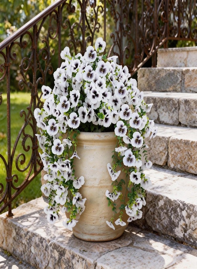 Trimgrace Fake Flowers Outdoor,2 Pack Artificial Orchids for Wedding Outdoor Hanging ​Baskets – UV Resistant Long Faux Phalaenopsis for Front Porch, Table Centerpieces Party​ Spring Decoration(White) - Image 1