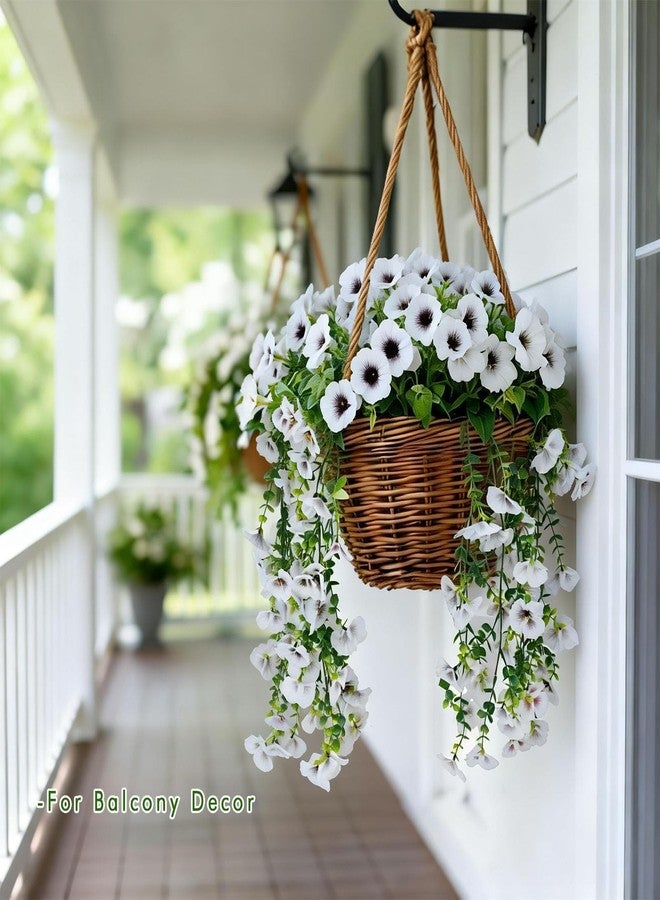 Trimgrace Fake Flowers Outdoor,2 Pack Artificial Orchids for Wedding Outdoor Hanging ​Baskets – UV Resistant Long Faux Phalaenopsis for Front Porch, Table Centerpieces Party​ Spring Decoration(White) - Image 4