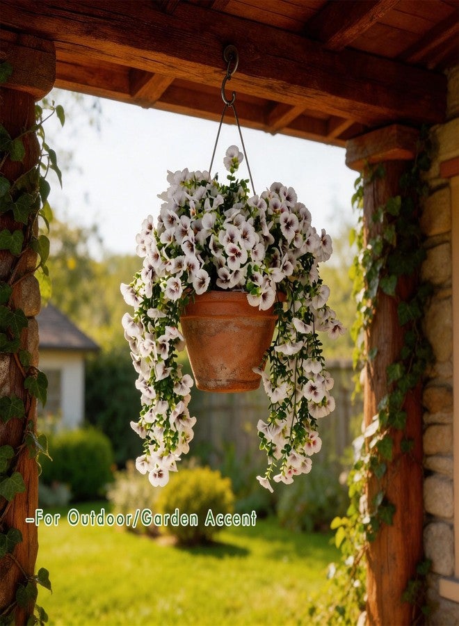 Trimgrace Fake Flowers Outdoor,2 Pack Artificial Orchids for Wedding Outdoor Hanging ​Baskets – UV Resistant Long Faux Phalaenopsis for Front Porch, Table Centerpieces Party​ Spring Decoration(White) - Image 5